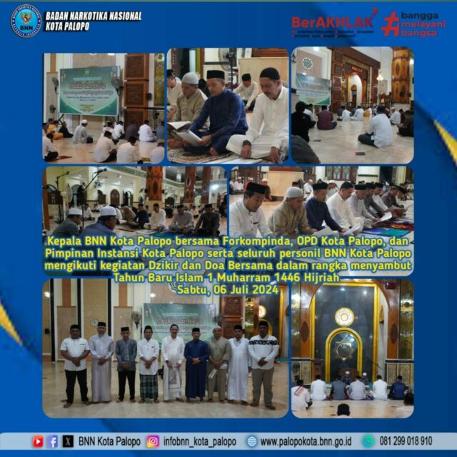 Kepala BNN Kota Palopo beserta Staf Hadiri Dzikir dan Doa Bersama Menyambut Tahun Baru Islam 1 Muharram 1446 Hijriah Kepala BNN Kota Palopo beserta Staf Hadiri Dzikir dan Doa Bersama Menyambut Tahun Baru Islam 1 Muharram 1446 Hijriah