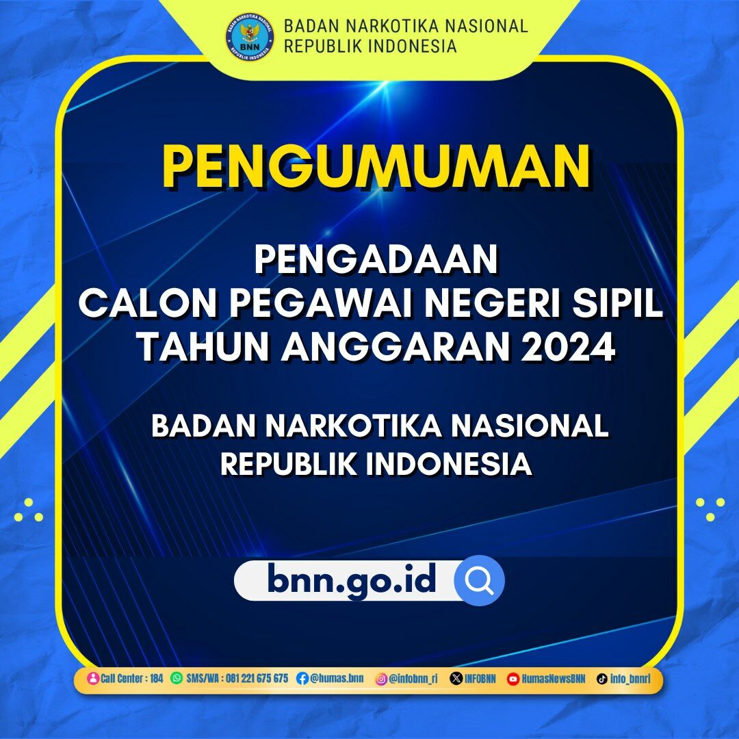 BNN RI membuka pengadaan CPNS T.A. 2024. BNN RI membuka pengadaan CPNS T.A. 2024.